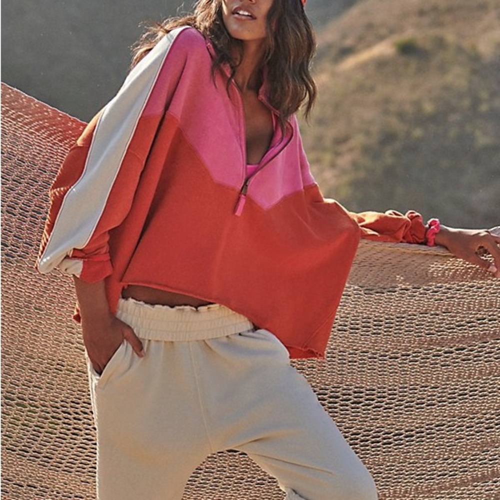 Free People Split Second Half Zip Pullover